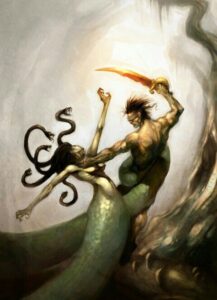 La imagen de la Medusa siendo asesinada